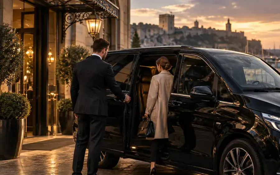 Chauffeur privé Celia VTC ouvrant la portière d'un client